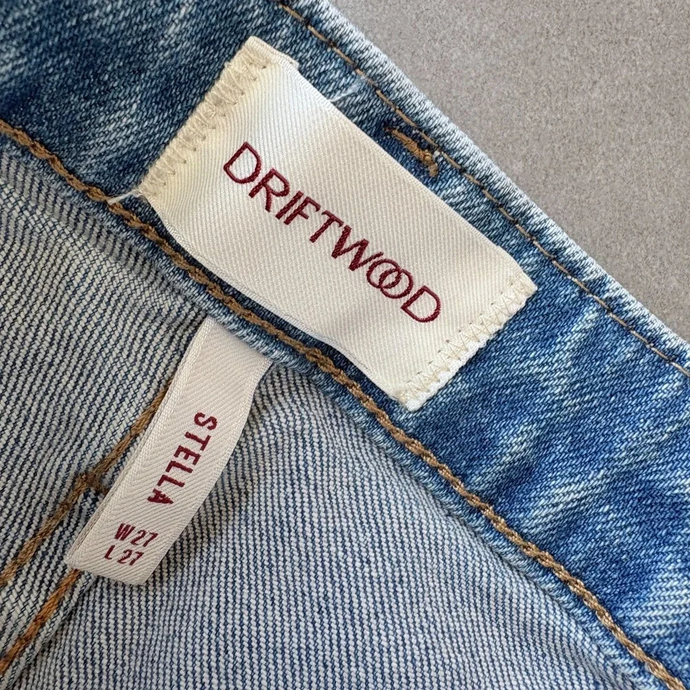 Driftwood Stella Jeans Women Size 27 Blue Floral Embroidered Straight Ankle